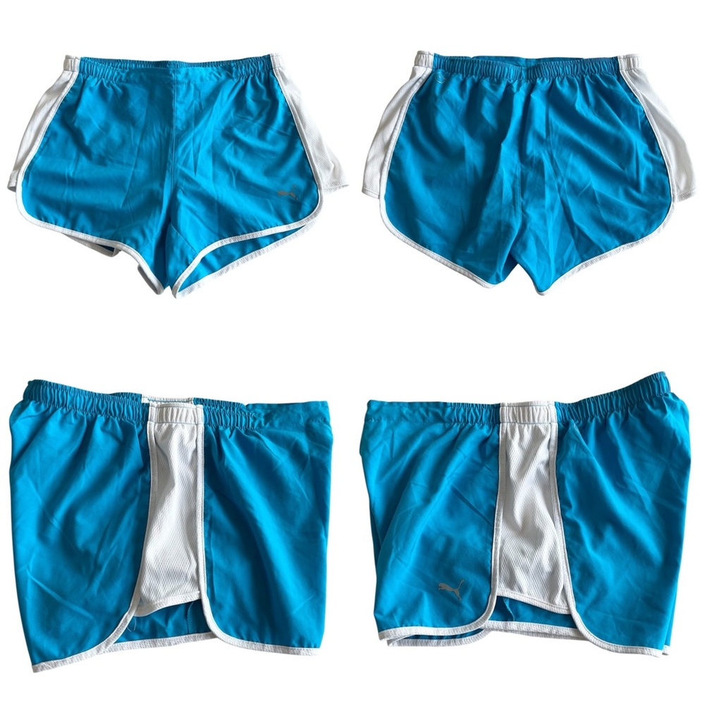 Puma Athletic Turquoise Blue and White Drawstring Shorts Women’s Medium